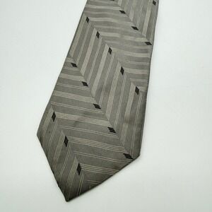Robert Talbott Studio Mens‎ Gray Silk Acetate Striped Hand Sewn Tie Made in USA